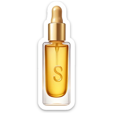 Gisou lip oil, small transparent bottle with gold cap, tinted lip gloss, honey-infused beauty product sticker