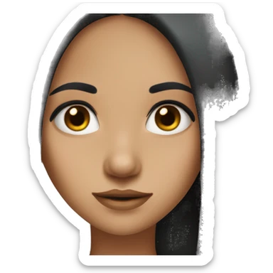 long black hair girl with brown eyes pirsing in the nose sticker