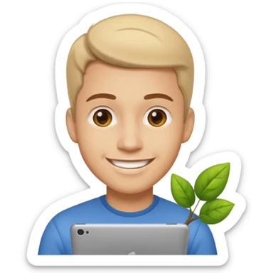 hazme un emoji que le este ayudando a una empresa a dejar de perder tiempo en tareas repetitivas y empezar a centrarse en lo que realmente importa: crecer. y que sea un hombre el emoji sticker