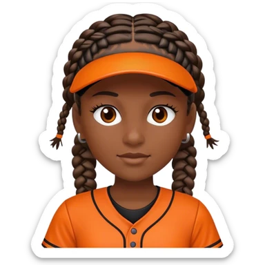 Softball player braids black hair black and orange kit sticker