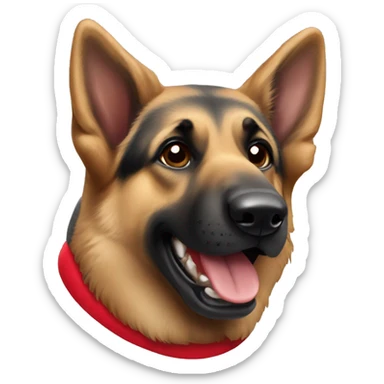 German Shepherd wearing an Ohio state jersey sticker