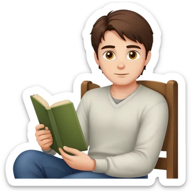 Brunet Hair Hazel Eyes man sitting criss cross ready for story time sticker