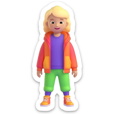 cheerful kid with colorful clothes sticker