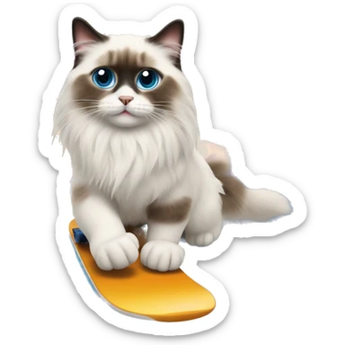Ragdoll cat snowboarding  sticker