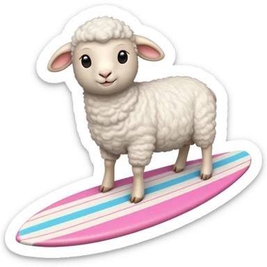 Lamb on surfboard  sticker