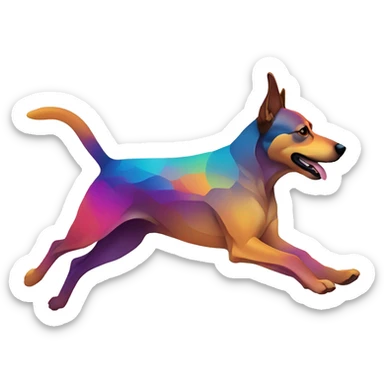 Vector art of a dog running made of vector multicoloured gradient shapes abstract shapes vector art sticker