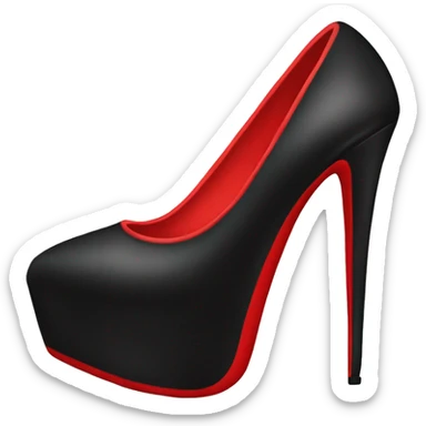 black pair of heels with red bottoms sticker