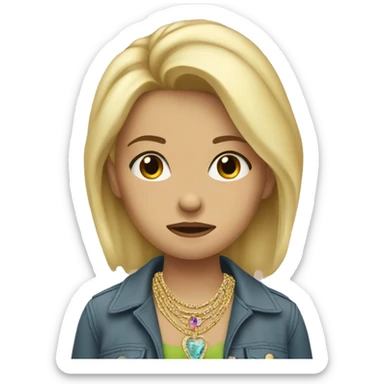 sad blonde wearing hippee pants and jewelry  sticker