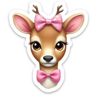 Freckled Deer cute pink bow sticker