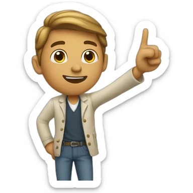 A man pointing towards the screen sticker