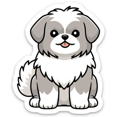 Shitzu dog white and gray sticker