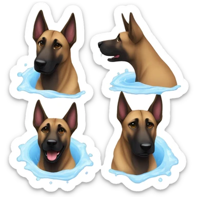 malinois qui prend son bain, sa douche sticker