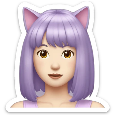 light-purple-blunt-bangs-mullet-hair-cat-ear-japanese-girl sticker