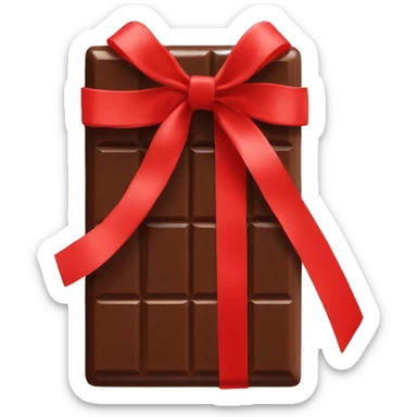 Bar of chocolate with a red ribbon sticker