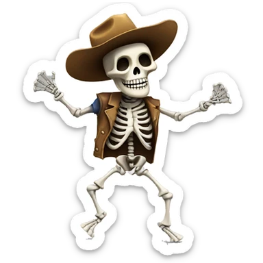 skeleton dancing with a cowboy hat sticker