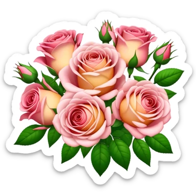 big bouquet Bi-Colored Tea Rose, luxuriant, leaf, bud sticker