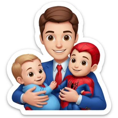 spiderman holding a baby sticker