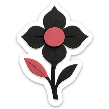 gothic flower, layered paper textures, handmade look, soft shadows, black and pink sticker