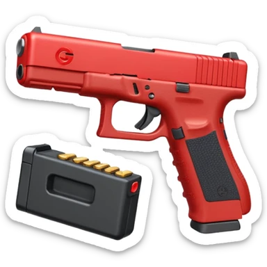 a red glock 20 with a drum mag inside of it with a red flag like people wear in real life with a incognito switch in the back plate sticker