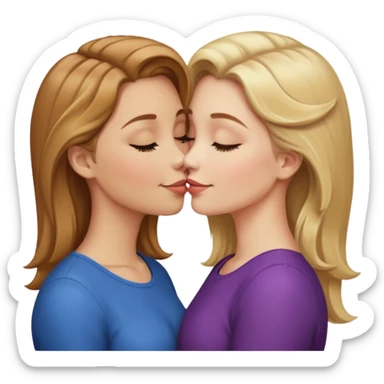 👩🏻‍❤️‍💋‍👩🏼 but light brown hair instead of blonde on the girl on the right  sticker