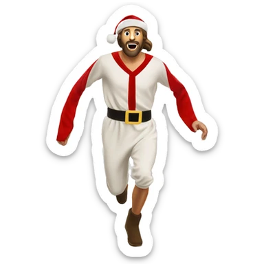 skipping sprint Jesus santa costume sticker