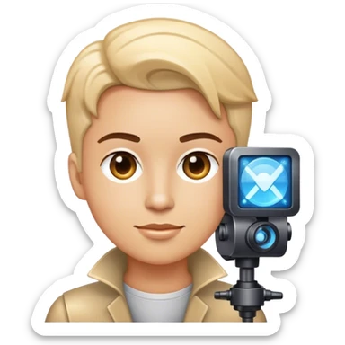 A content writer (journalist) with AI sparkles sticker
