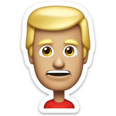 Donald Trump wearing a red tshirt with big white text saying “skeletrix 2024” sticker