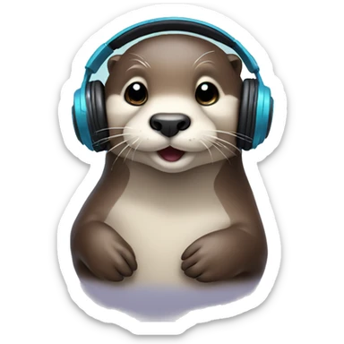 Cute otter with headphones sticker