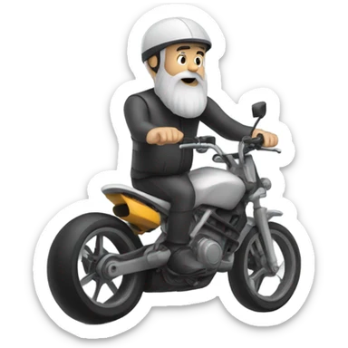 Grey bearded man riding sports bike sticker