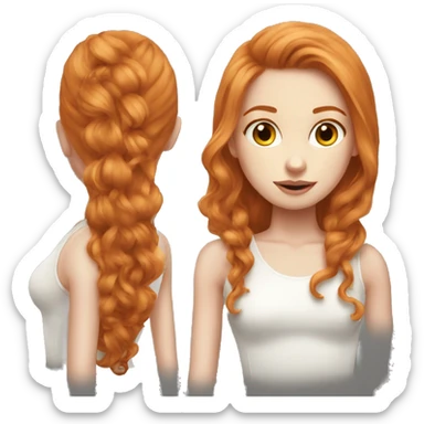 beautiful top model ginger girl long hair sticker