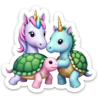 Unicorn and turtle in love sticker