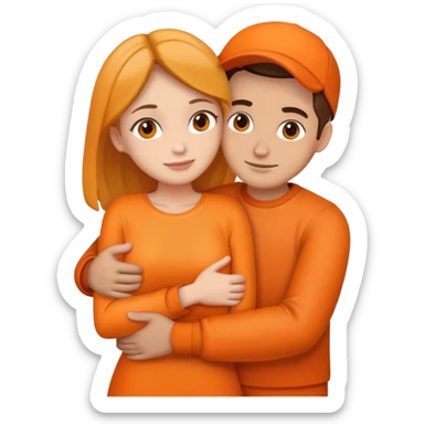 Couple hugging orange sticker