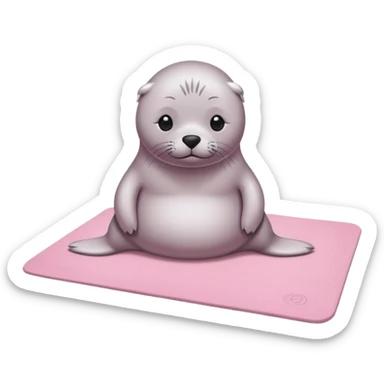 Seal on a light pink yoga mat on the beach sticker