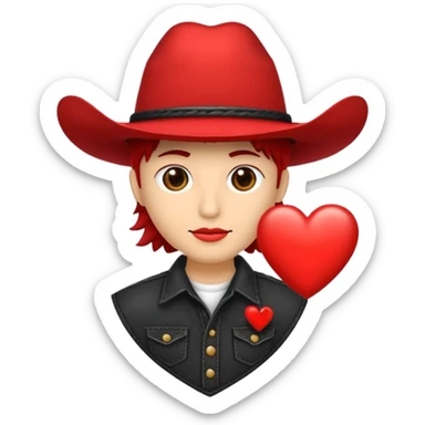 🫀ponle a este corazón un sombrero de vaquero color negro encima sticker
