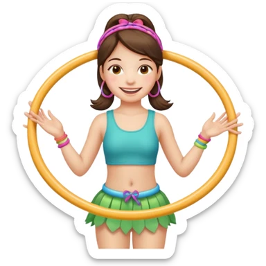 girl with 2 hula hoops sticker