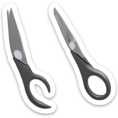 scissors with one blade; the other balde is missing sticker