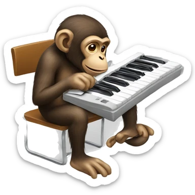Monkey eating a keyboard  sticker