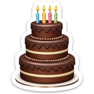 a big three-tiered chocolate birthday cake without candles sticker