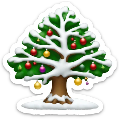 Árbol de Navidad de color blanco con adornos blancos sticker