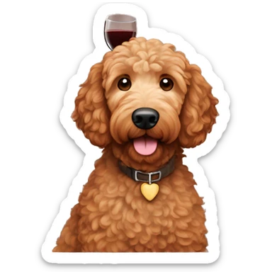 toasting red wine brown golden doodle sticker