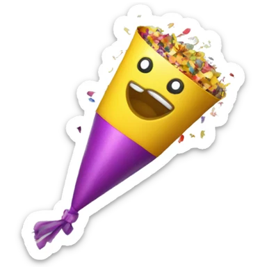 Party popper with confetti sticker