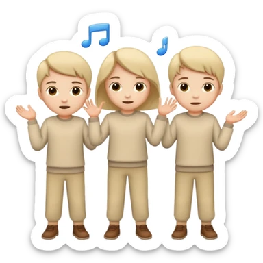 A lot of white children in beige clothes are playing sticker