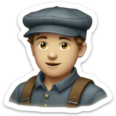 Victorian-Era-poor-factory-worker-kid-flat-cap sticker
