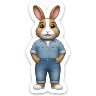 male bunny with airpods, jeans and oversize shirt  sticker