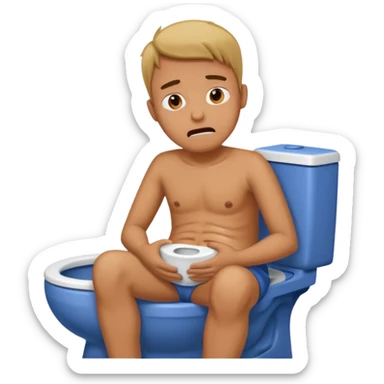Man siting in a toilet bowl for diarrhea  sticker