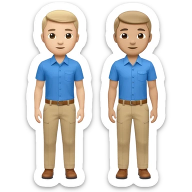 A 3D cartoon shirt and pants arranged side by side, semi-formal style, soft light, realistic Memoji-style. sticker