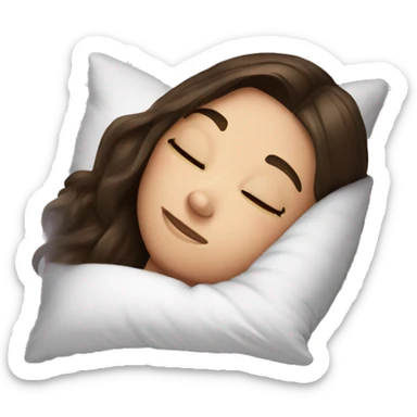 a brunette girl is lying on a pillow. the inscription good night is at the top sticker