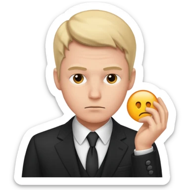 a man in a formal suit thinks hard sticker