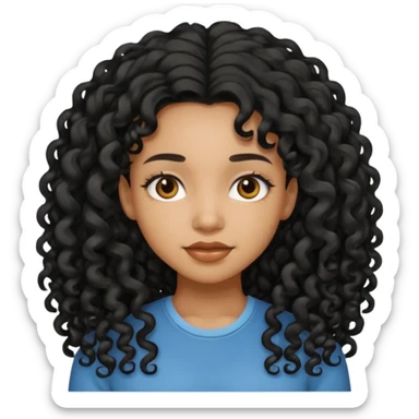 black girl with long curly black hair sticker