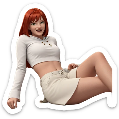 happy girl with red hair sticker